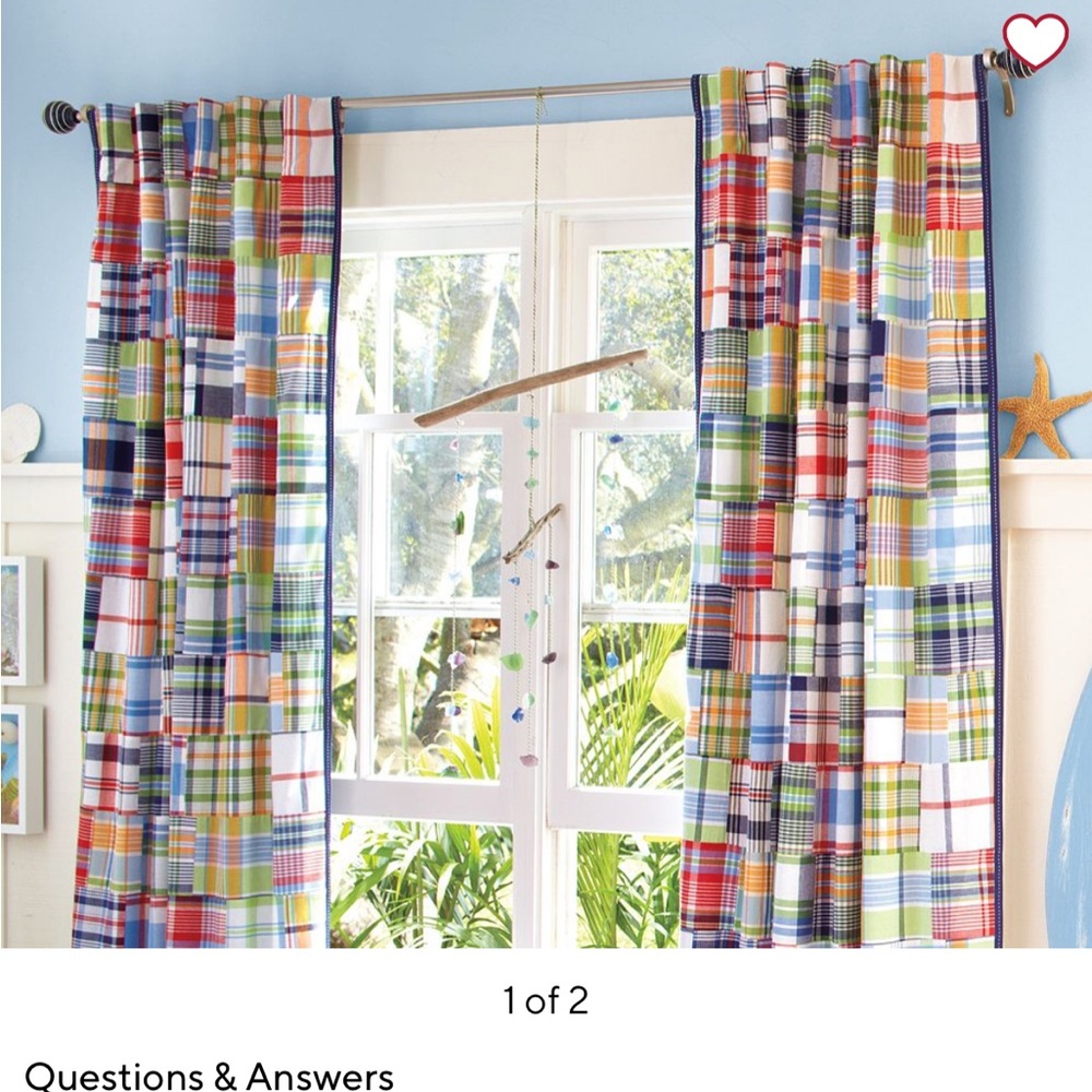 Pottery Barn Kids Madras Blackout Curtain - Set of Two